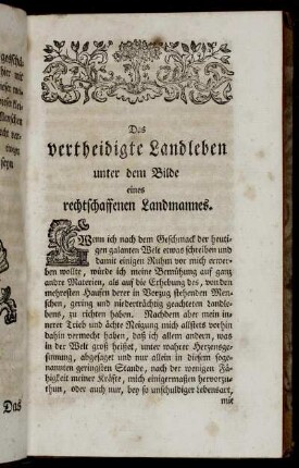 [Das vertheidigte Landleben.]