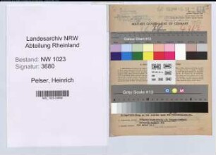 Entnazifizierung Heinrich Pelser , geb. 20.02.1910 (Zollbeamter)