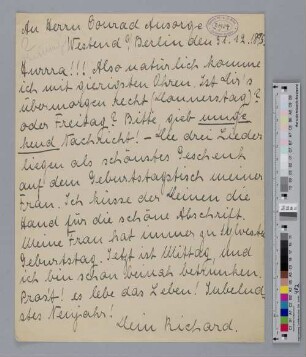 Brief an Konrad Ansorge