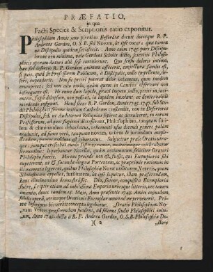 Praefatio, in qua Facti Species & Scriptionis ratio exponitur