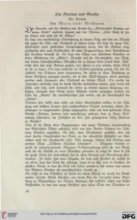 Die Bettina und Goethe: ein Versuch