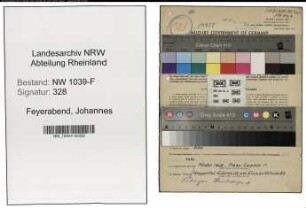 Entnazifizierung Johannes Feyerabend , geb. 01.09.1910 (Opernsaenger)