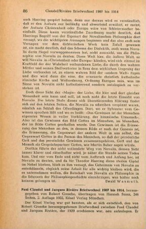 86-88 [Rezension] Claudel, Paul, Briefwechsel