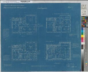 Verwaltungsgebäude der Reparaturwerkstätte Recklinghausen, Blatt 1: Grundrisse, M. 1:100 Hgv, Sknr.: 2, Fanr.: 9, Bunr.: 1
