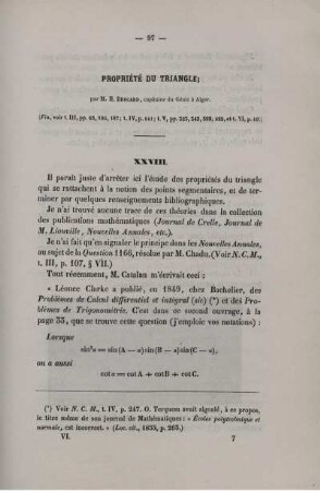 Propriété du triangle.