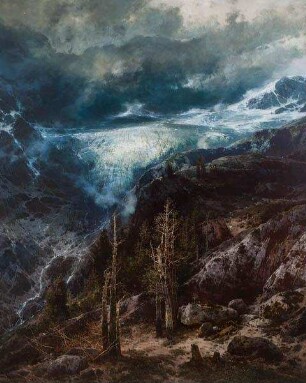 Gletscherlandschaft ("Madatscher Gletscher im Hochgewitter"?)