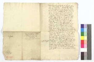 Supplikation des Abts von Maulbronn an den Bischof von Speyer wegen 124 Gulden dem St. Barbaraaltar gehöriger Gült, die zwei Mal indebite abgelöst wurde.
