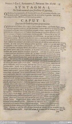 Caput I. Quaedam de Oculo in genere proponuntur.