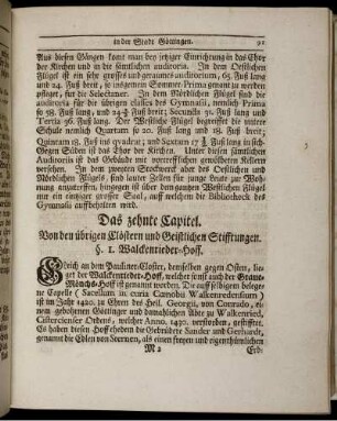 Das zehnte Capitel. Von den übrigen Clöstern und Geistlichen Stifftungen