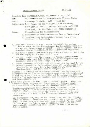 Unterlagen zum Konflikt Kinderbauernhof               Leuschnerdamm, 1982 bis1986