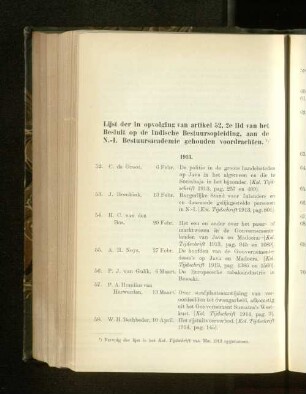 Lijst der in opvolging van artikel 52, 2e lid van het Besluit op de Indische Bestuursopleiding, aan de N.-I. Bestuursacademie gehouden voordrachten.