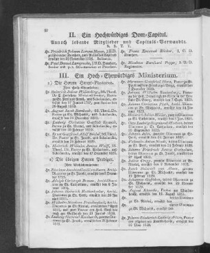 III. Ein Hoch-Ehrwürdiges Ministerium.