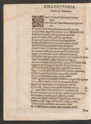 Collocutores. Gallus et Menalcas.