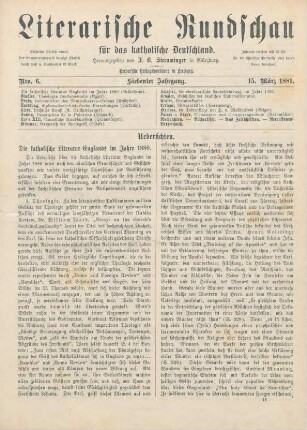 161-166 Die katholische Literatur Englands im Jahre 1880