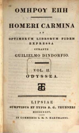 Homēru epē : ad optimorum librorum fidem expressa. 2, Odyssea