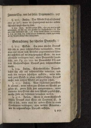 Betrachtung der schiefen Dreyecke.