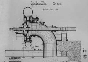 Spiral-Francis-Turbine von 360 PS, Schnitt : Technikgeschichte | Maschinenbau | Kraftmaschinen | Wasserkraftmaschinen