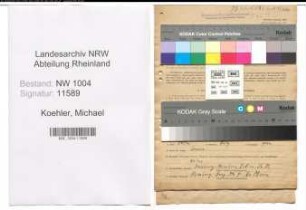 Entnazifizierung Michael Koehler , geb. 05.02.1897 (Gelderheber)
