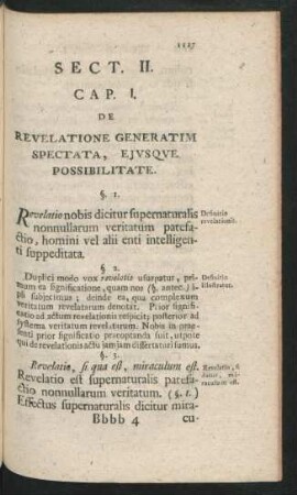 Cap. I. De Revelatione Generatim Spectata, Ejusque Possibilitate.