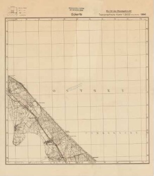 1950 Ueckeritz, Topographische Karte 1:25000 (4 cm - Karte)