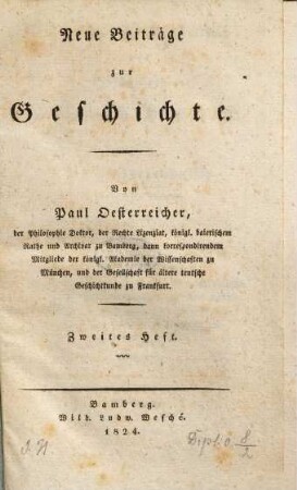 Geschichtliche Darstellung des alten Königshofes Forchheim : nebst einem Verzeichnisse aller bekannten Königshöfe