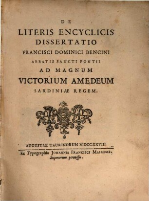 De literis encyclicis Dissertatio