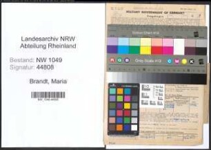 Entnazifizierung Maria Brandt , geb. 21.10.1896 ()