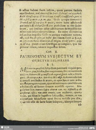 Cap. II. Patrinorum Subjectum Et Objectum Delineans