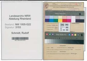 Entnazifizierung Rudolf Schmidt , geb. 30.03.1911 (Baecker)
