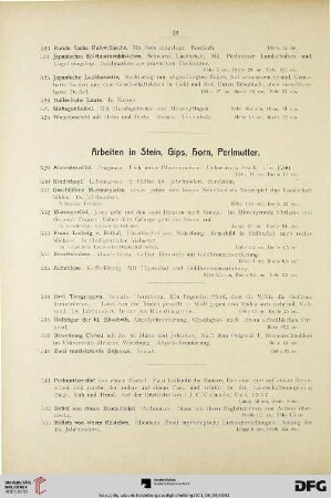 Arbeiten in Stein, Gips, Horn, Perlmutter (Nr. 529-554)