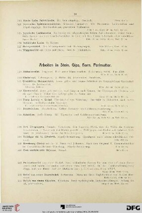 Arbeiten in Stein, Gips, Horn, Perlmutter (Nr. 529-554)
