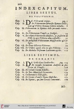 Index capitum: Liber sextus / liber septimus