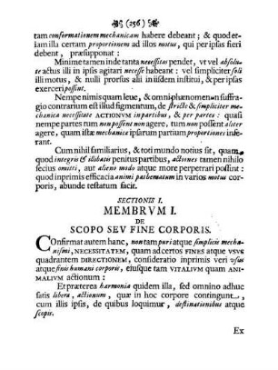 Membrvm I. De Scopo Sev Fine Corporis.