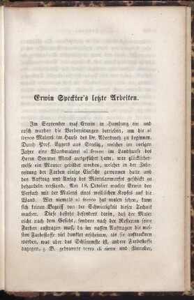 Erwin Speckter's letzte Arbeiten.