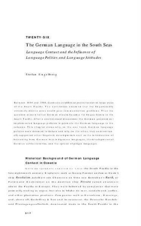 The German language in the South Seas : language contact and the influence of language politics and language attitudes
