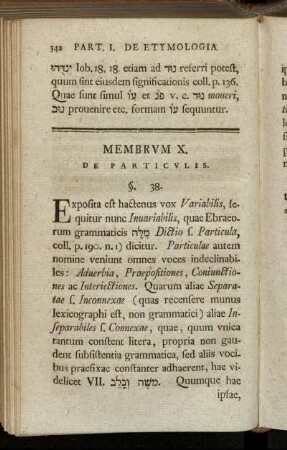 Membrum X. De particulis.