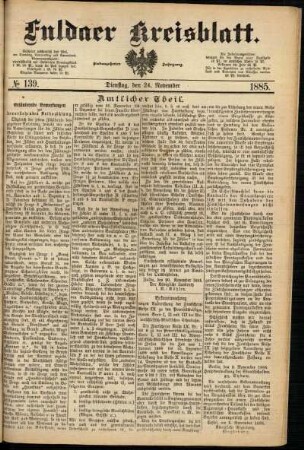 Ausgabe vom Dienstag, den 24. November 1885.