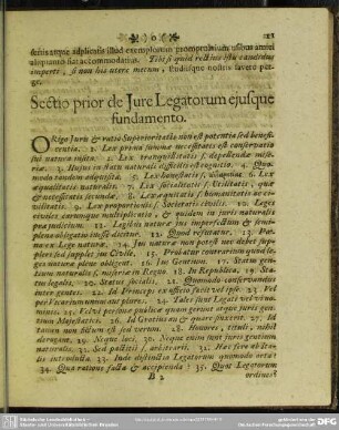 Sectio prior de Jure Legatorum ejusque fundamento