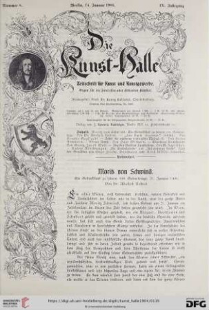 9: Moritz von Schwind : ein Gedenkblatt zu seinem 100. Geburtstag, 21. Januar 1904