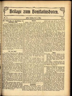 Zweite Ausgabe vom Sonntag, den 21. März 1909.