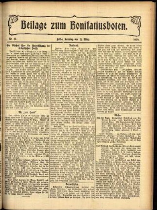 Zweite Ausgabe vom Sonntag, den 21. März 1909.