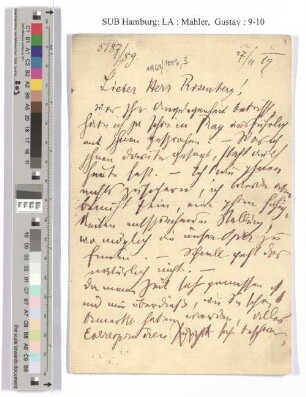 Brief an den Schauspieler Siegfried Rosenberg