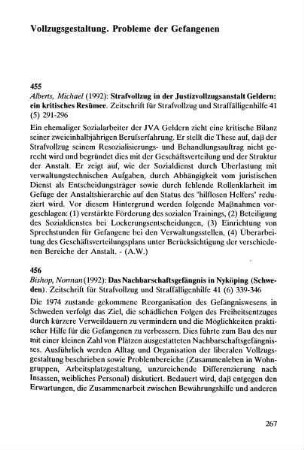 267-278, Vollzugsgestaltung. Probleme der Gefangenen