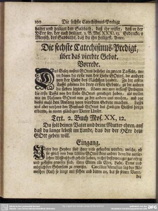 Die sechste Catechismus-Predigt, über das vierdte Gebot