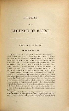 Histoire de la Légende de Faust