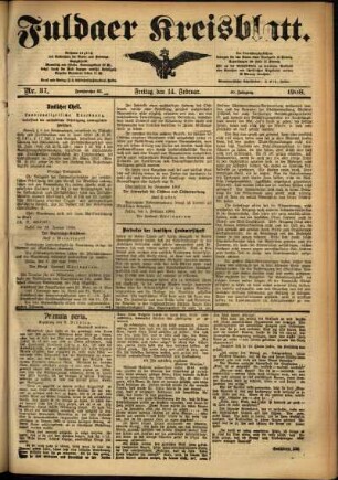 Ausgabe vom Freitag, den 14. Februar 1908.