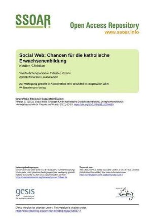 Social Web: Chancen für die katholische Erwachsenenbildung