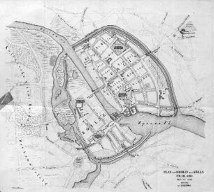 Karte: Plan von Berlin und Kölln für die Jahre 1250 bis 1270 entworfen von K. F. Klöden