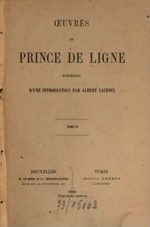 Oeuvres du Prince de Ligne. 4