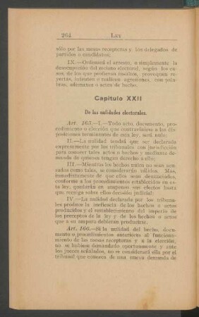 Capítulo XXII - De las nulidades electorales.
